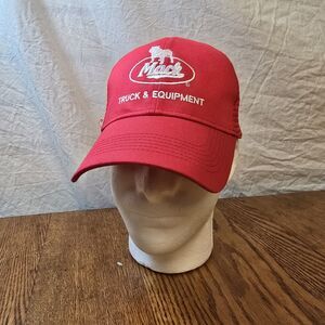 Vintage Mack Truck & Equipment Red Logo Snapback Trucker Hat Cap VGUC